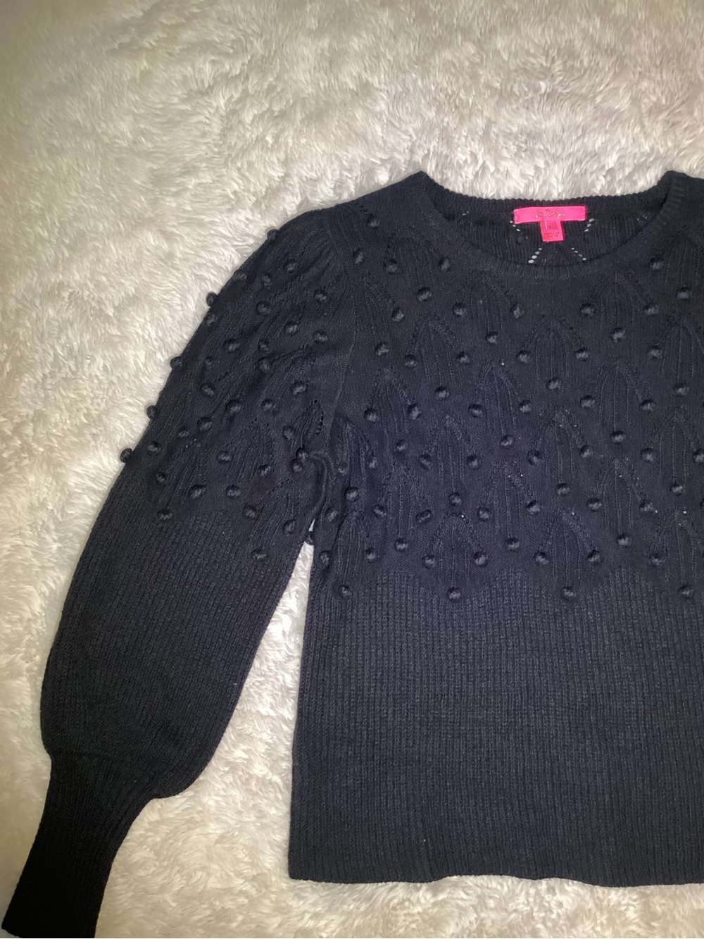 Lilly Pulitzer Neuve Black Women's Pom-Pom Knit Sweater size lXL - Picture 7 of 7